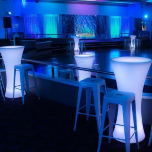 San Remo Ballroom with glow high bar tables and white bar stools