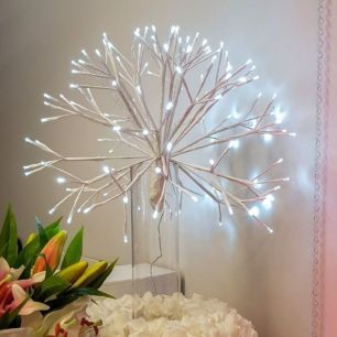 white table centre piece light up twig sphere
