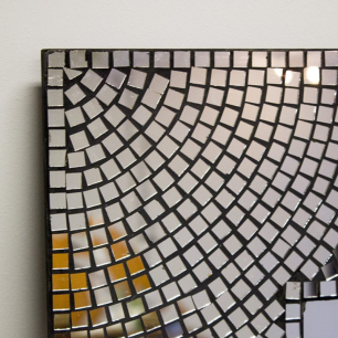 close up mirrored mosaic edge on a mirror
