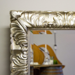 close up silver large mirror