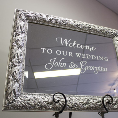 silver wedding entrance mirror