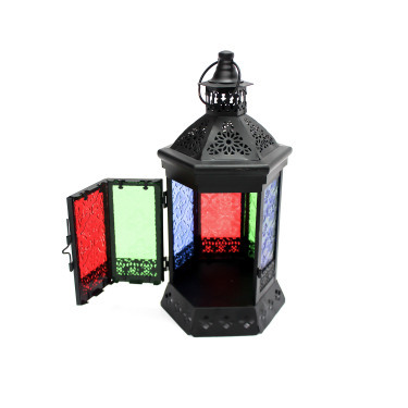 Lantern - Black Bell (Coloured Glass) 2