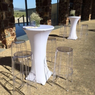 white high bar table covers wedding clear stools