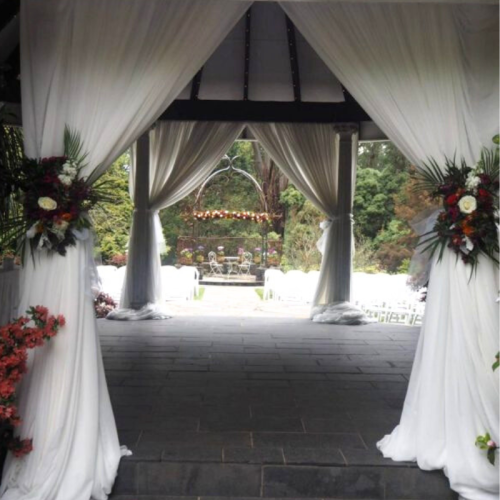 ivory chiffon wedding entrance