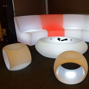 white illuminated glow furniture curved sofa