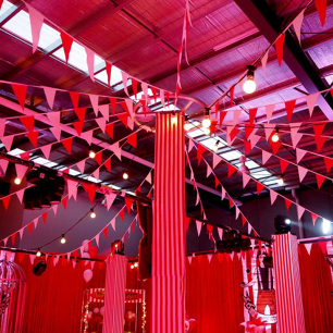 Red and White Bunting Circus Theme
